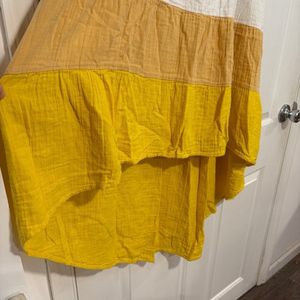Mud Pie Cotton M Ruffle Sleeve Tiered Colorblock Muslin Shift Sun Dress Cottage - Picture 4 of 9